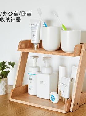 OQ5M木质桌上面置物架办公室双架层杂物XEV整理书本收纳简易桌书