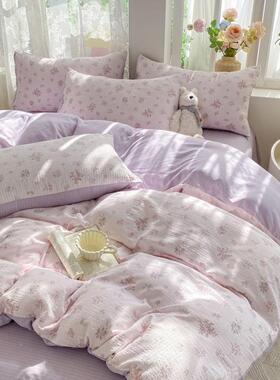 件田园生复古风碎花小竺棉四套学宿舍被套床单件KWZ三套