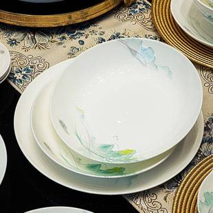 唐山盘盘子10装只骨瓷盘子釉下彩家用碟子菜盘陶81750瓷盘8寸餐饭