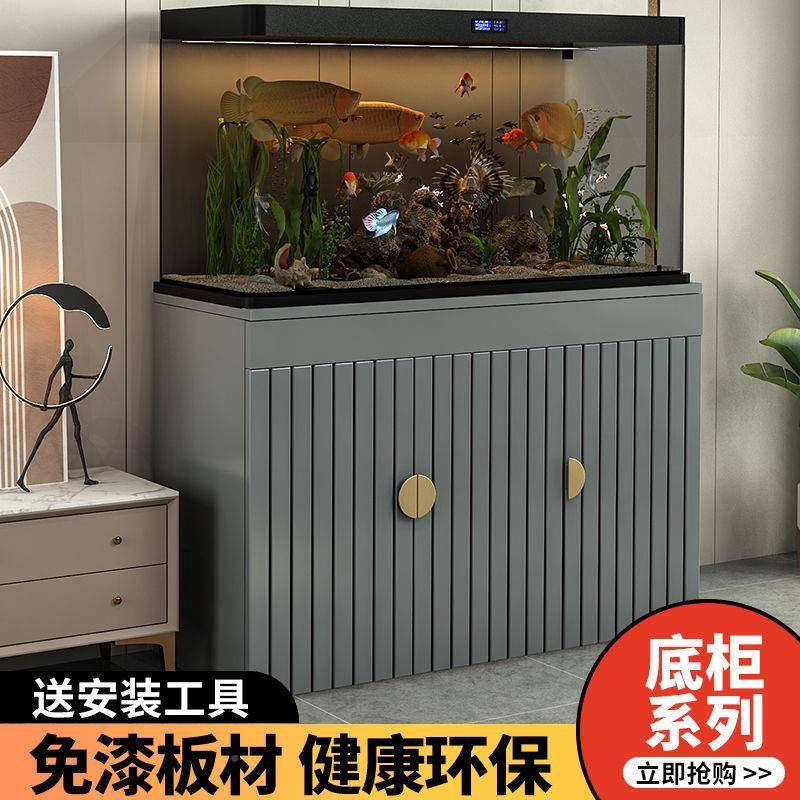 新款鱼缸底柜底座鱼缸收架玄子轻奢关隔水族柜客厅LCB储藏纳断置