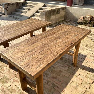 老木榆餐桌老21610门木板茶桌家用餐桌做旧餐桌民宿茶子几实桌吧