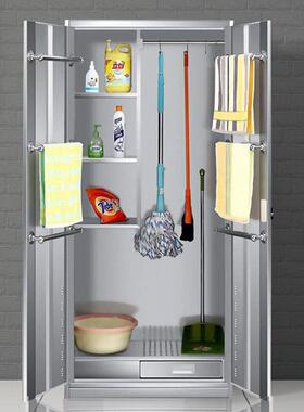 3拖04不锈钢清洁杂物柜扫帚柜50944把柜柜子保洁卫工具收纳柜双门