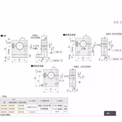 导向轴支座铰链型侧SH面安S装型HYB20SHYHM25SHYH30SHYHB25SHGACY