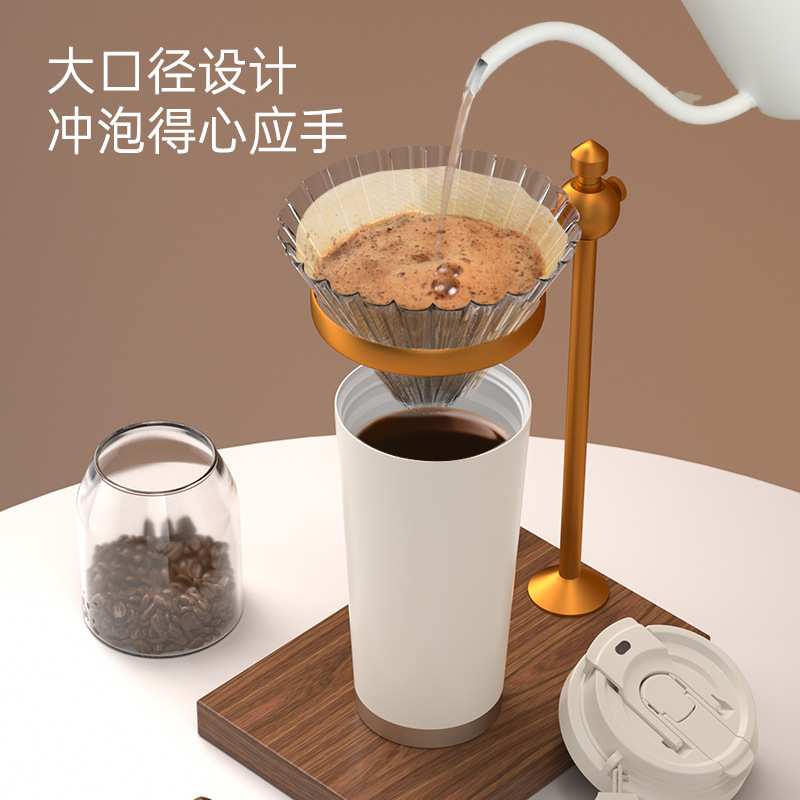 316不锈钢咖啡杯双层真空无缝内胆保温杯户外便携式提绳随手杯