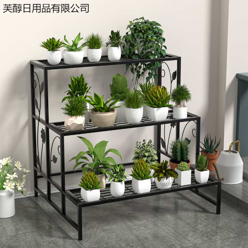 铁艺花架子阳台置物架阶梯式绿萝花盆架客厅多层植物收纳多肉花架