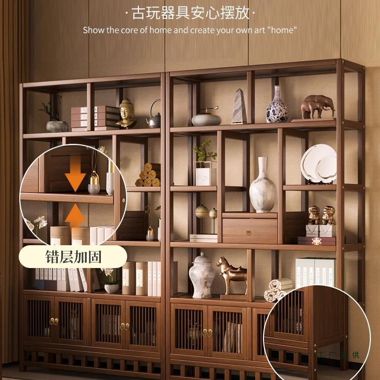 木新中茶复式博古架茶室茶叶架非实茶具古柜收纳置985物架隔断展
