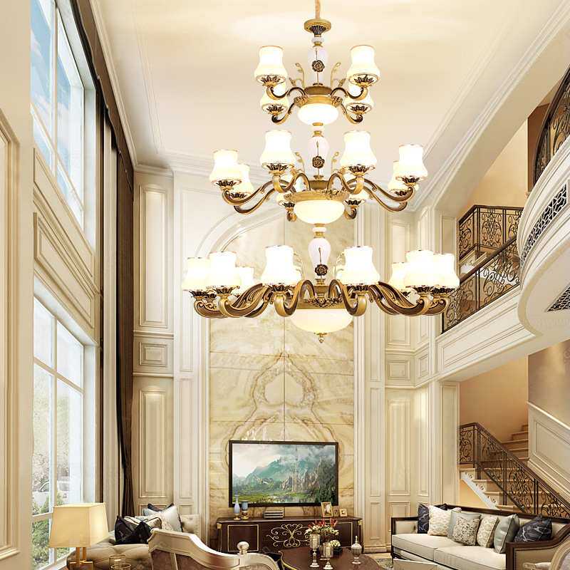 欧式复式楼大吊灯奢华大气楼中楼客厅灯具豪华中空楼梯长吊灯30头