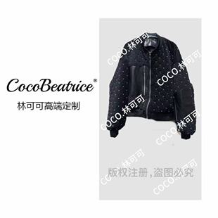 绸缎满天星拼皮轻奢外套 新款 8503光 COCO林可可