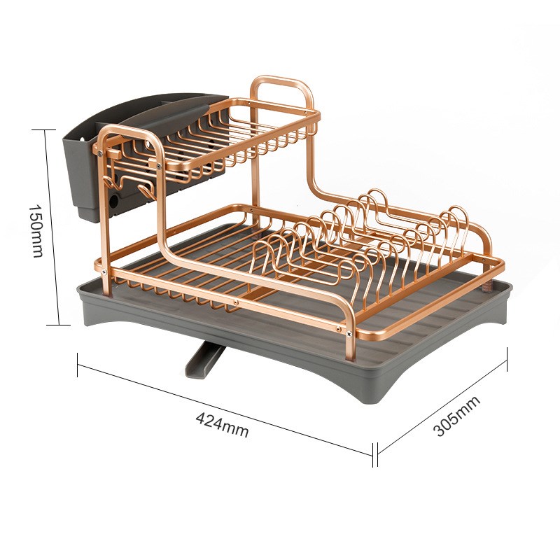 碗碟架子置物架家用碗盘沥水架接水盘厨房餐具铝制双层收纳架子
