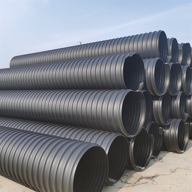 厂家PE钢带增强波纹管PE排污排水PE波纹管DN300 400 500金雄
