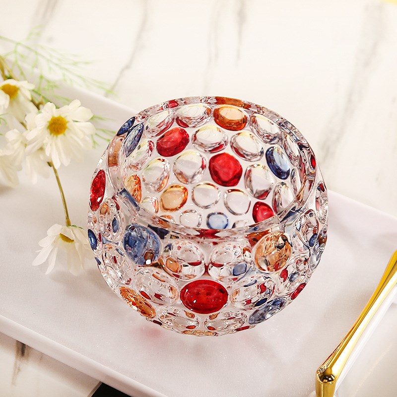 彩色圆点加厚玻璃花瓶水培花盆水养球型盆家用客厅插花办公桌花瓶