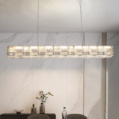 一字餐厅灯2024新款餐桌灯吧台吊灯饭厅水晶灯极简长条灯中山灯具