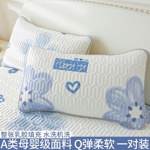 86M0乳胶枕头套一对装夏季凉感冰丝枕套48cmx74cm单个大号枕芯内