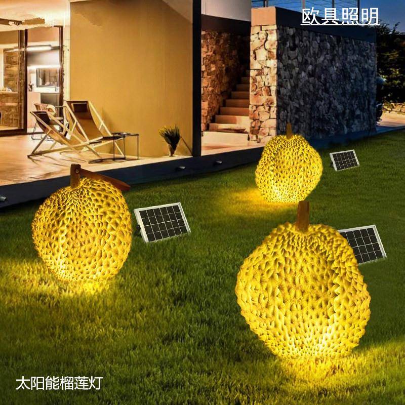 户外仿真发光榴莲手提挂吊灯景观庭院装饰水果摆件雕塑文旅亮化灯