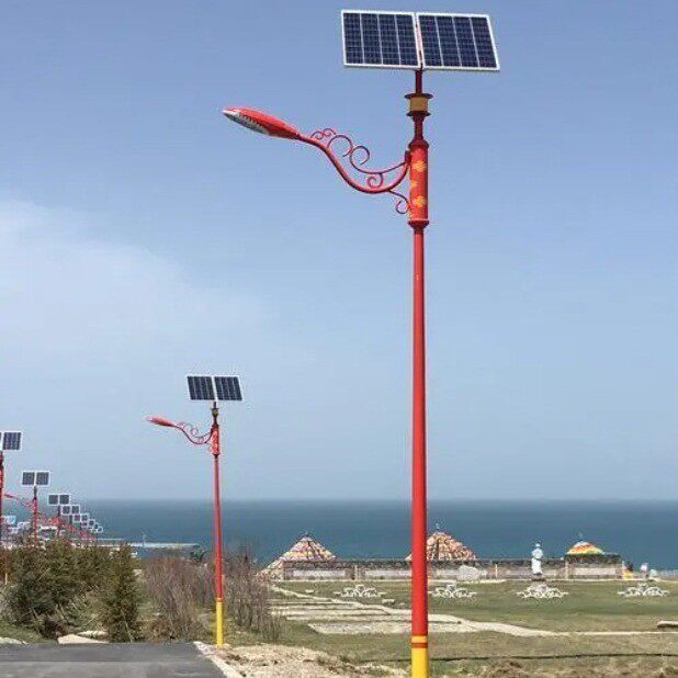 6米LED太阳能路灯厂各民族文化特色路灯杆城市道路照明灯