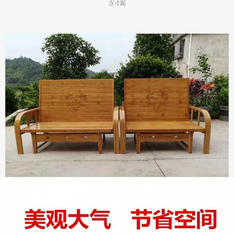 折叠沙发床竹床双人床午休床午睡床简易实木床竹子凉床厂跨境