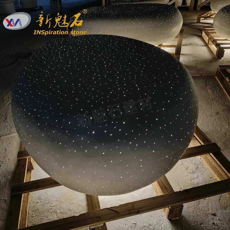 装灯带grc清水混凝土等候凳圆凳园林景观不开裂鹅蛋透光水泥坐凳