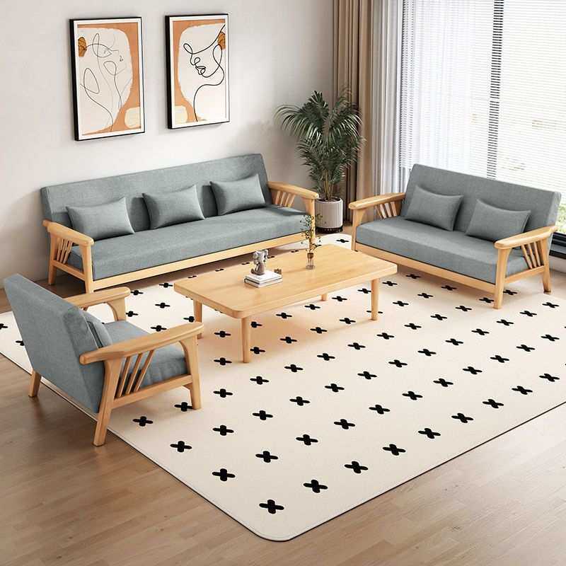 实木沙发简约沙发茶几组合现代中式风客厅家用双人贵妃小户型套装