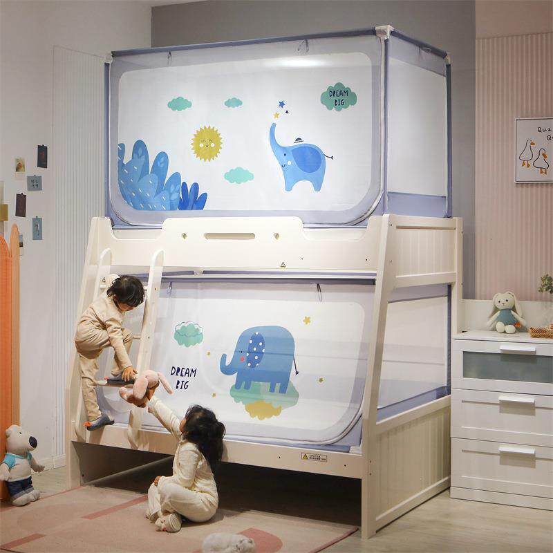 蚊帐子母床家用2022新款防摔双层上下铺1.5米梯形1.2m高低儿童床