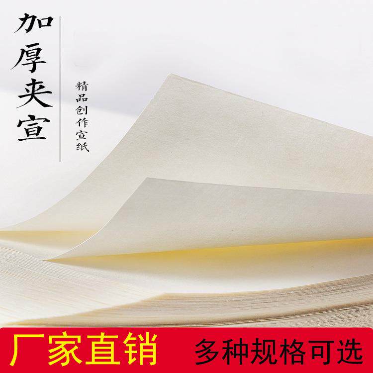 双层加厚夹宣四尺对开六尺国画毛笔书法作品写意山水檀皮生宣纸