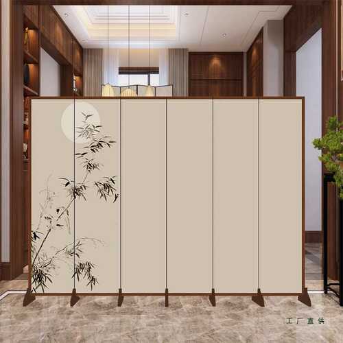 新中式屏风隔断办公室客厅餐厅酒店茶室遮挡简约现代折叠移动折屏