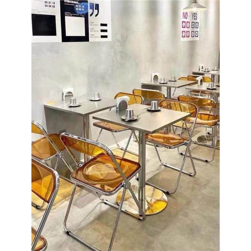 网红工业风不锈钢桌子烧烤酒吧清吧奶茶店餐饮店亚克力桌椅组合