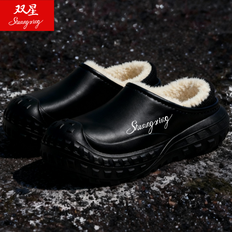 双星棉拖鞋男冬季2025外穿保暖棉鞋男士厚底加绒加厚女士包头拖鞋