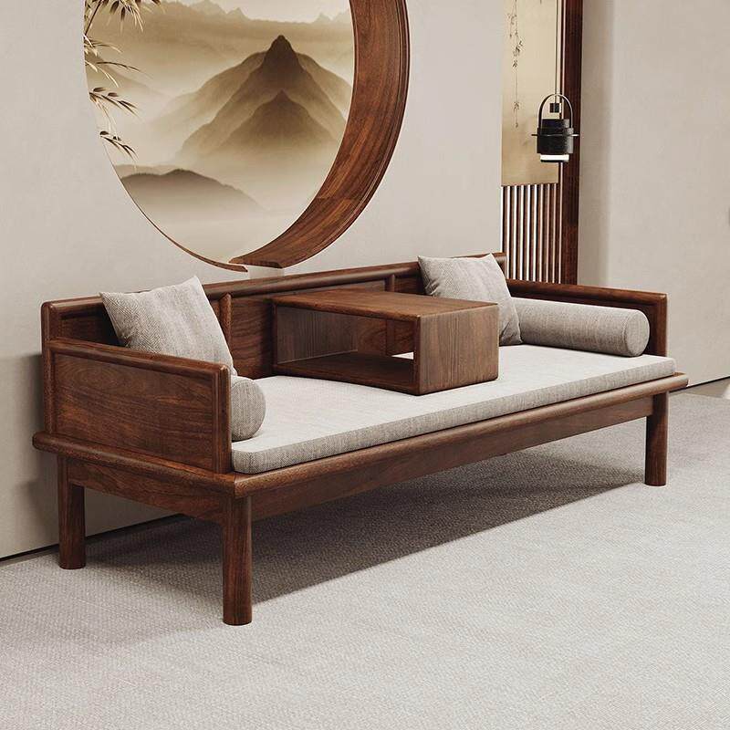 南美胡桃木罗汉床新中式实木冬夏两用沙发客厅家用坐卧两用沙发床