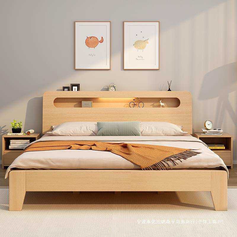 实木床现代简约1.5米单人出租屋床1.8经济型双人床1.2m工厂