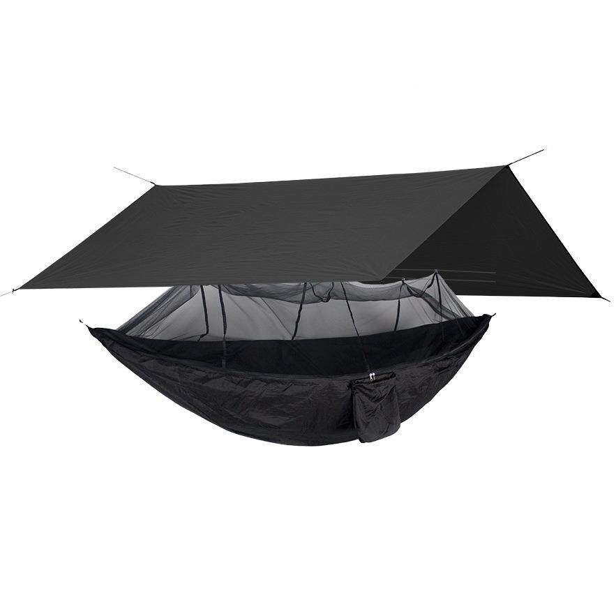 途尚游跨境防蚊吊床露营配遮阳棚方形天幕尼龙布三彩带蚊帐吊床