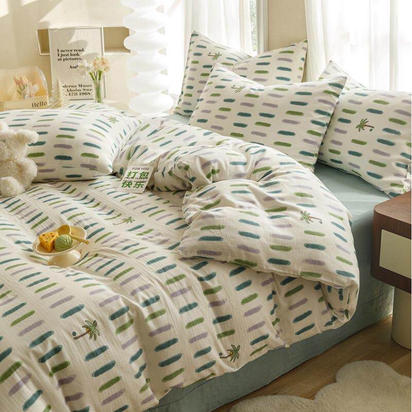 小清新A类母婴级全棉双层纱印花四件套小碎花纯棉三件套床上用品