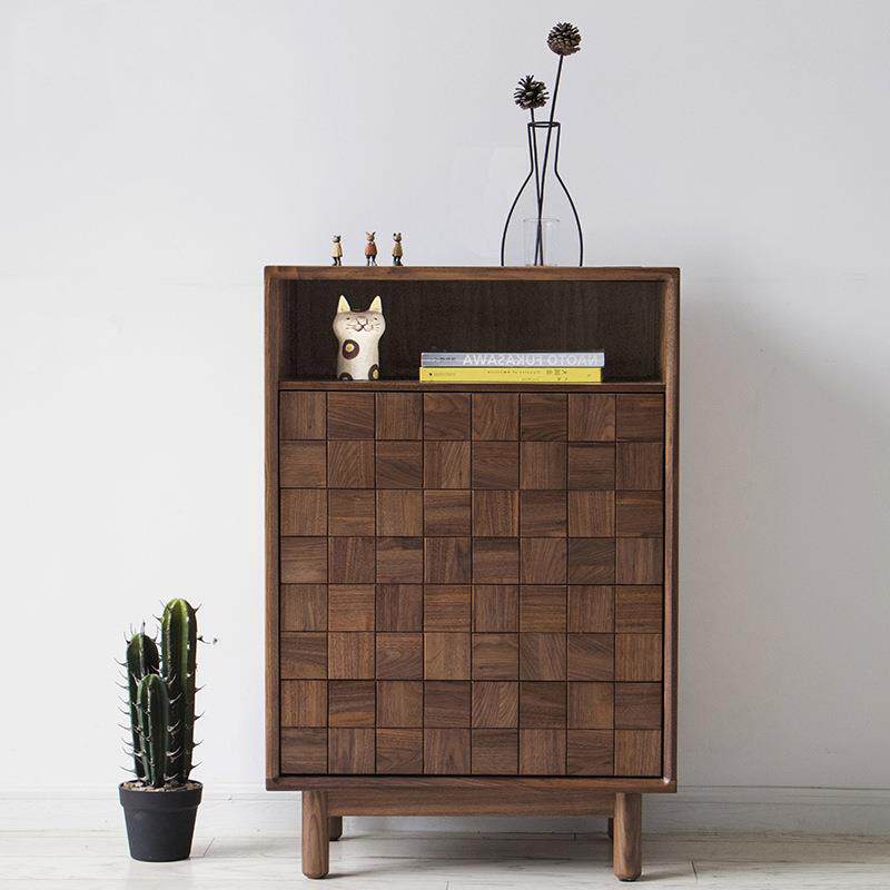北欧斗柜日式橡木五斗柜黑胡桃储物柜餐边柜樱桃木置物柜抽屉式