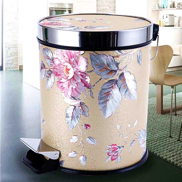 新中式垃圾桶卫生桶客厅轻奢家用带盖子厨房复古2023新款欧式