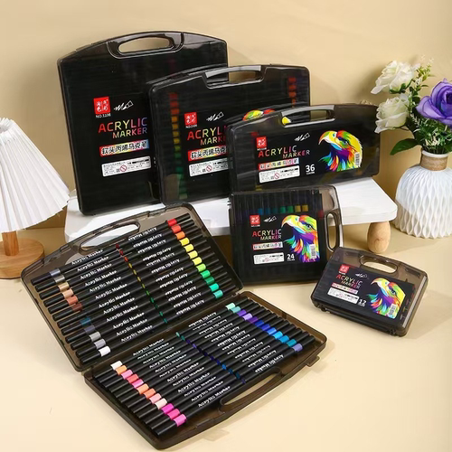 【下单立减50】小黑盒丙烯马克笔软头儿童专用绘画叠色可水洗JC2