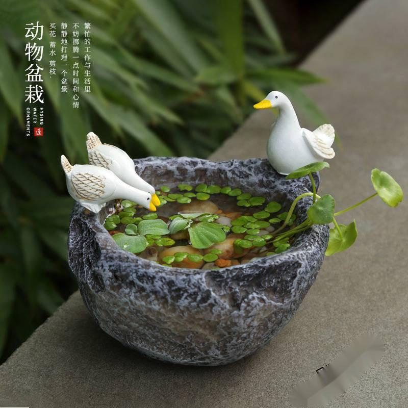 微景观鱼缸流水瀑布生财办公室客厅喷泉水景假山盆景创意桌面摆件