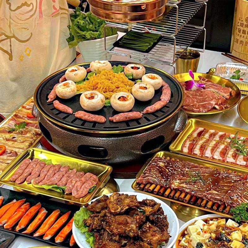 韩式碳烤炉商用烤肉炉户外烧烤炉日式铸铁炉家用炭火烤肉锅