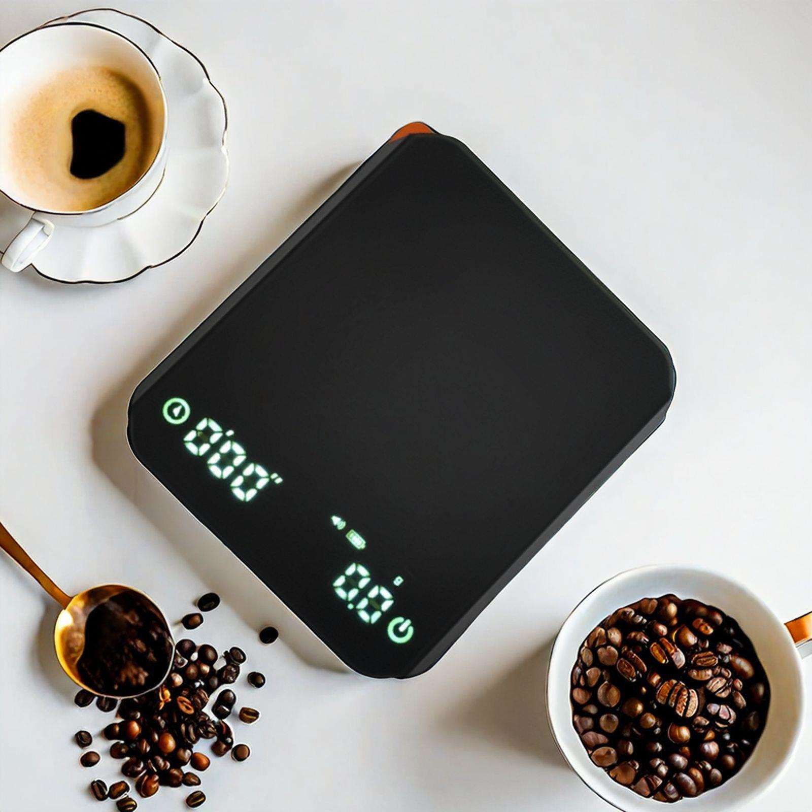 跨境小型便携咖啡秤2kg/0.1g高精度自动计时咖啡豆称重电子秤