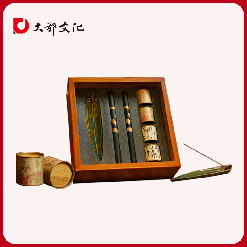 大都文创大吉茶礼竹制相框茶叶