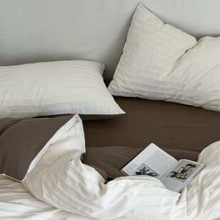 A类高级肌理感全棉提花四件套日式简约男生床上用品纯棉床单被套4