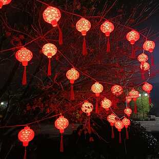 太阳能灯笼串led红灯笼灯串春节新年节日彩灯庭院装饰户外防水灯