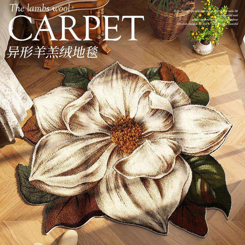 轻奢异形花奔卧室防滑耐脏地毯易打理可机洗金砖绒真丝绒水晶绒