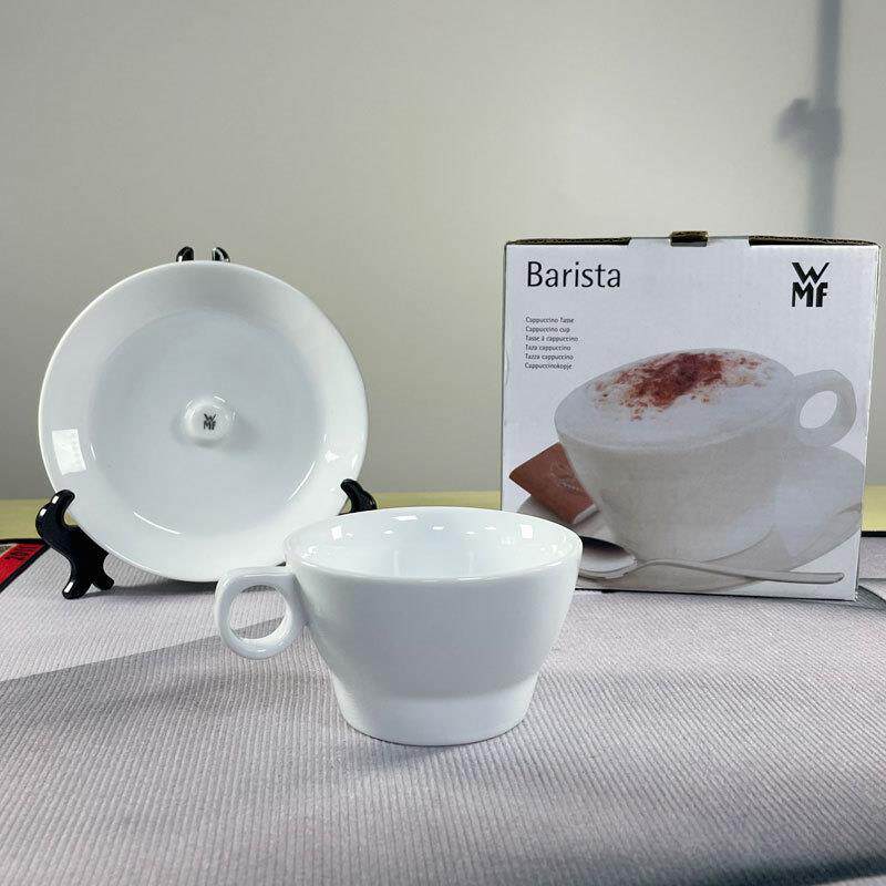 德国WMF陶瓷白色卡布奇诺咖啡杯碟套装 家用早餐牛奶杯原装盒子