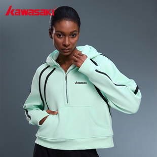 kawasaki/lulu同款半拉链修身卫衣scuba帽衫收腰宽松秋冬加绒外套