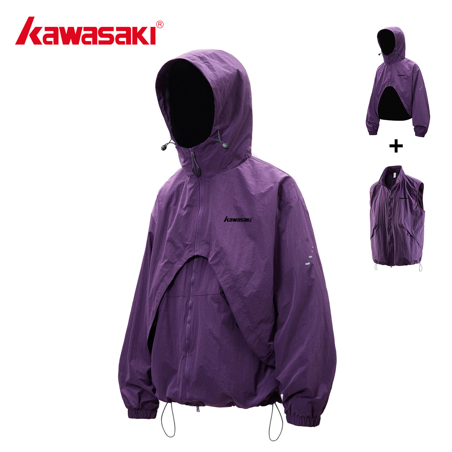 Kawasaki川崎防泼水户外冲锋衣连帽工装运动秋冬防晒衣登山外套男,男装,时尚防晒服,淘宝优惠券,粉丝福利购,淘宝优惠卷