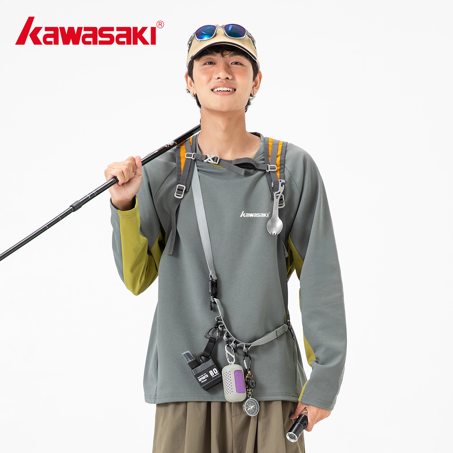 川崎正品户外运动速干吸汗长袖T