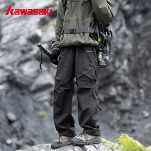 时尚 秋冬季 运动休闲裤 户外黑色工装 Kawasaki川崎官方正品 裤 冲锋裤
