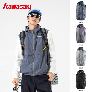 Kawasaki川崎正品 外套上衣男 轻量登山马甲冲锋衣户外运动防水无袖