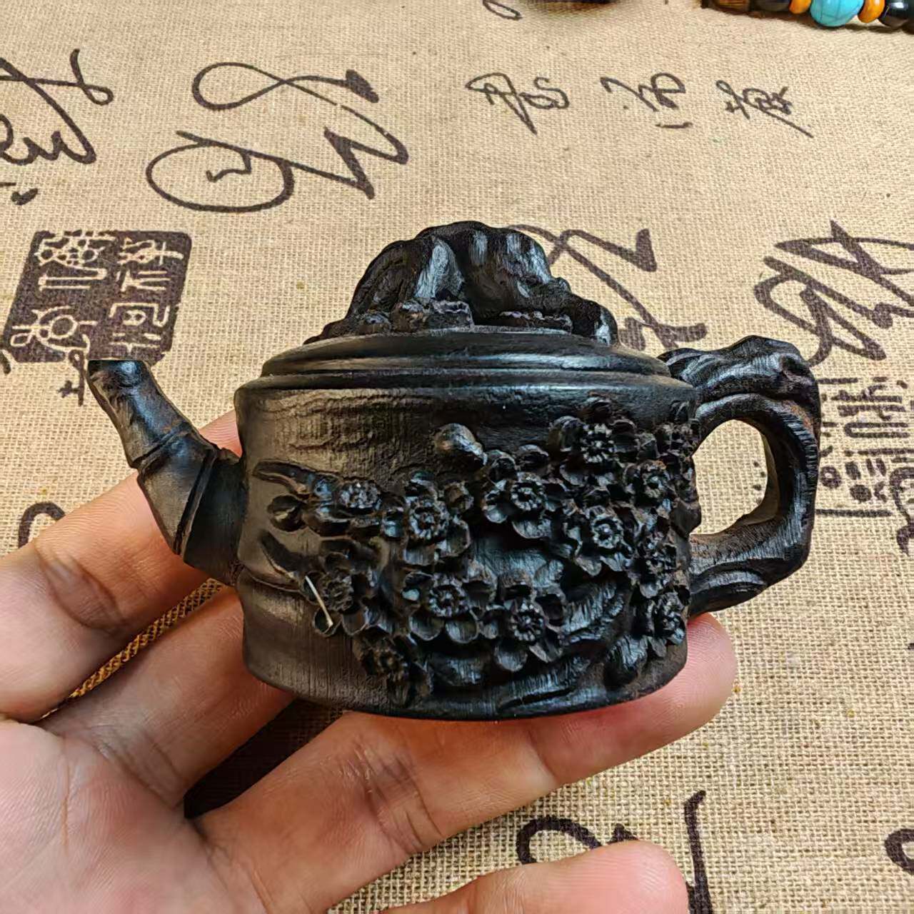 沉香木雕刻把把壶手把玩整木雕刻熬梅把把壶文玩桌面摆件工艺品