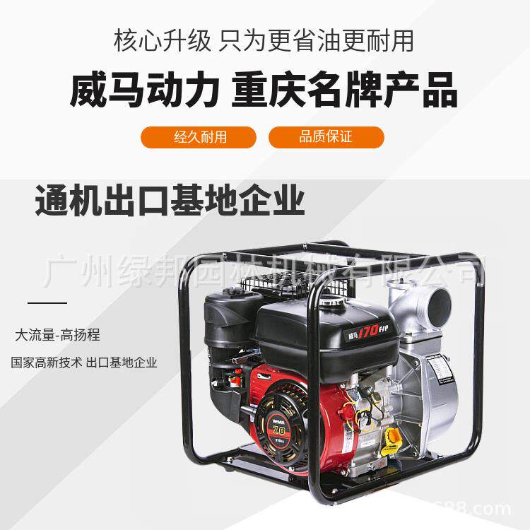 威马WM170F/173F抽水泵农用灌溉汽油机 高压高扬程小型自吸抽水机