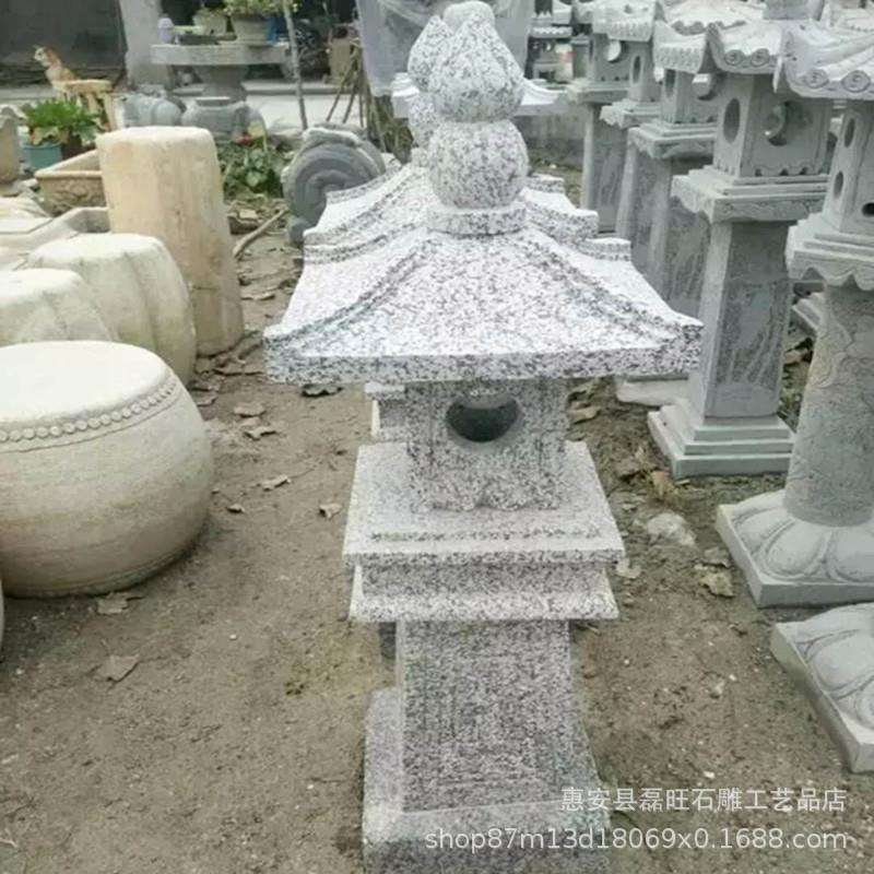 石雕户外中式仿古 太阳能灯摆件庭院草坪别墅花园落地石灯笼装饰